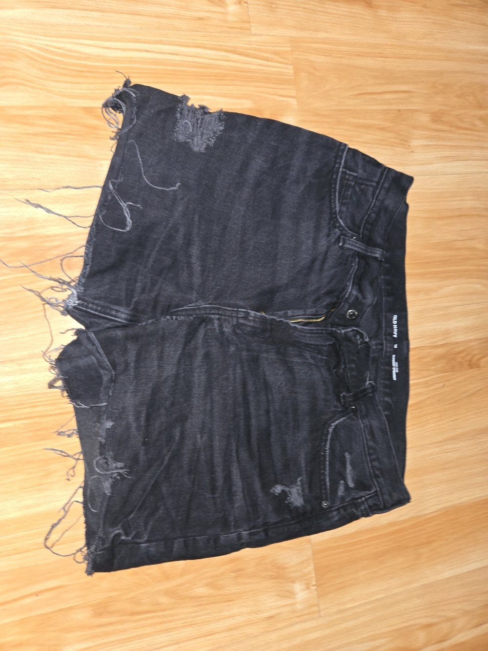 Old Navy Black Distressed Denim Jean Shorts